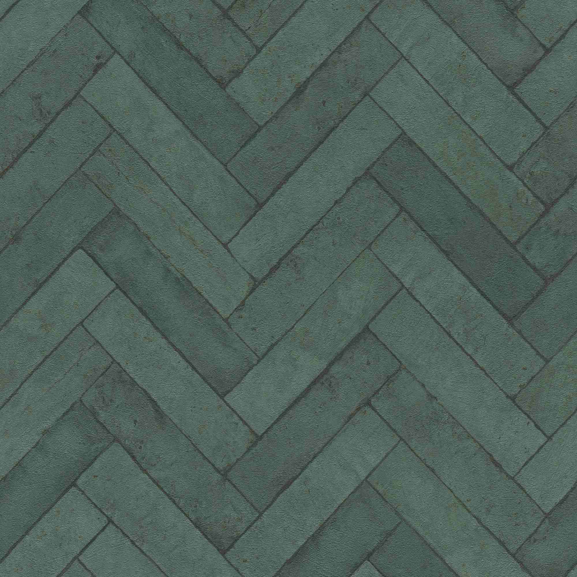 Carta da parati non tessuta 499155 Green Pattern Motifs Factory V Rasch
