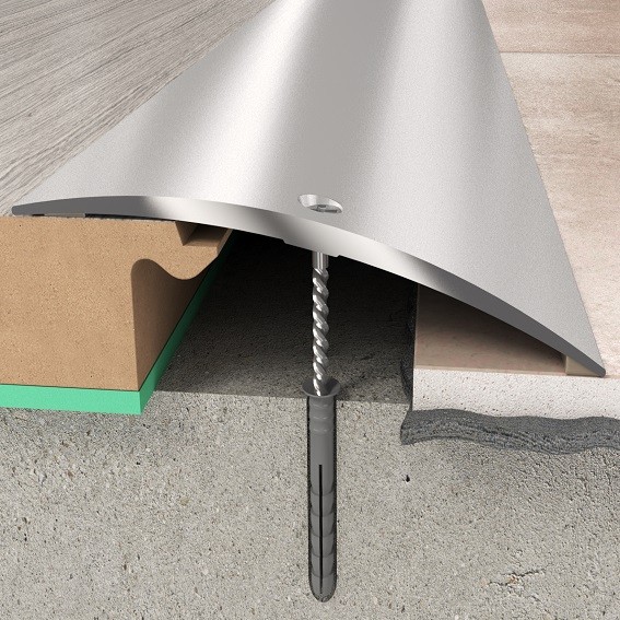 Profilo di transizione, altezza 6,55 mm, larghezza 70 mm, altezza bordo 0 - 10 mm, striscia di transizione in alluminio PROVISTON