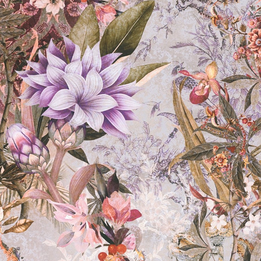 A.S. Creation Dream Flowery 381773 Carta da parati in tessuto non tessuto aspetto floreale 0,53 x 10,05 m Beige Viola