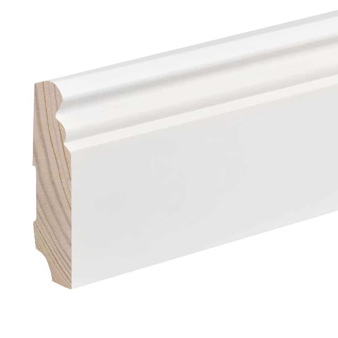 Kosche Battiscopa Legno massello 76800 19 x 78 x 2400 mm Bianco Battiscopa Profilo berlinese