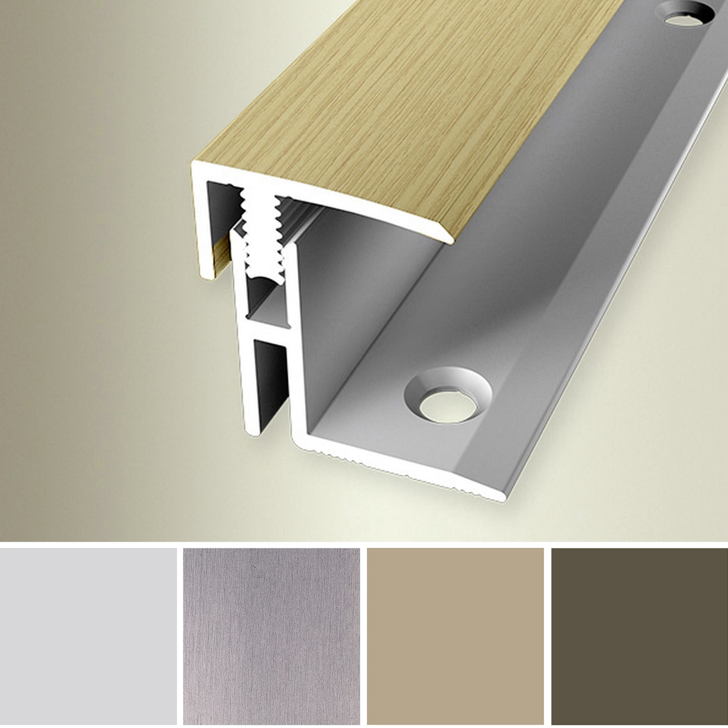 Profili di bordatura e finitura PROVISTON, larghezza 21 mm, altezza bordatura 17 - 22 mm, alluminio anodizzato