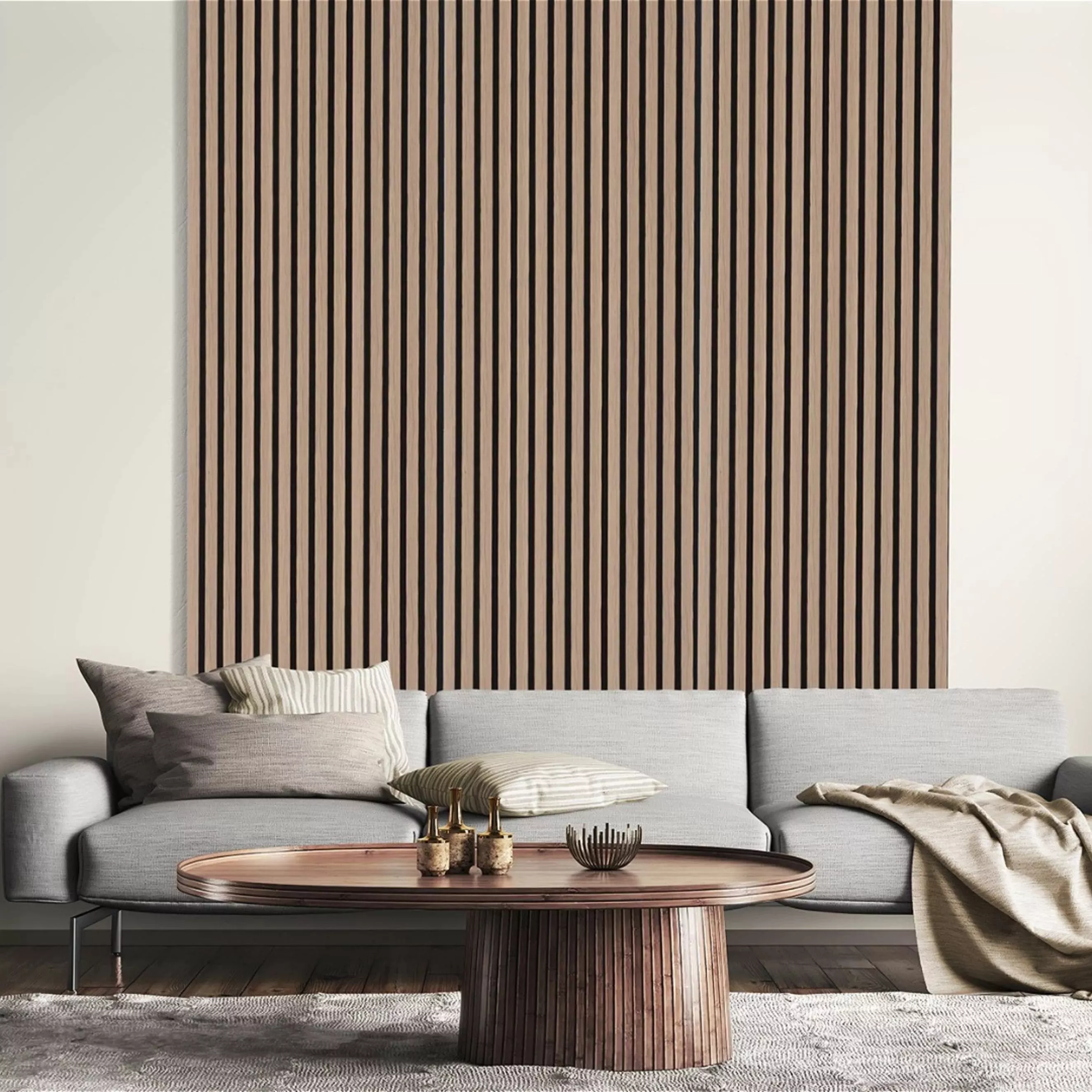 Pannelli acustici 3D Neuhofer MDF 2400 x 572,5 x 19 mm pannello da parete rovere naturale fonoassorbente sostenibile