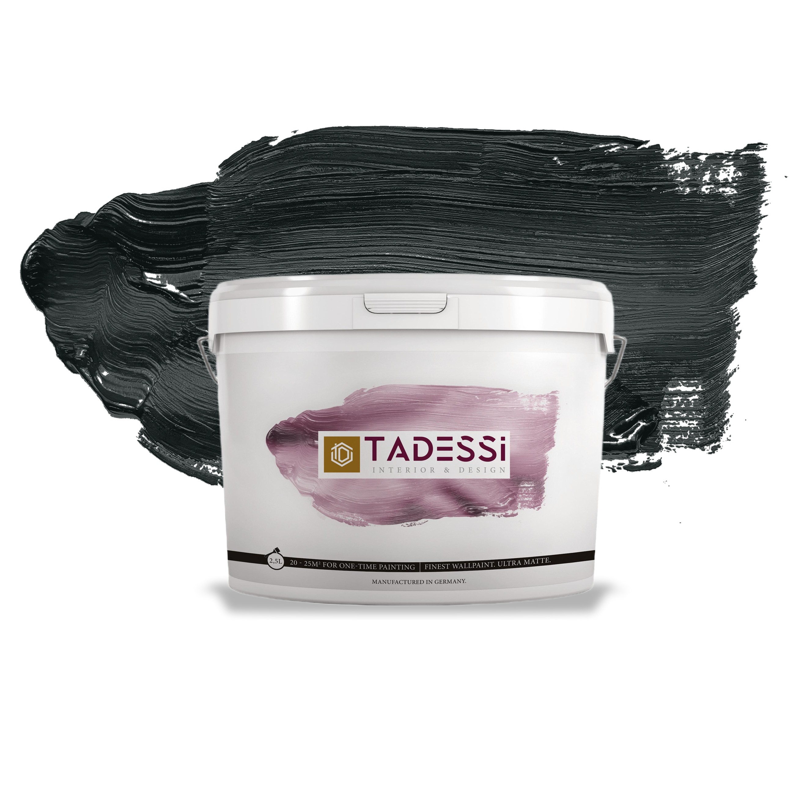 TADESSI Color Vista - Pittura murale nera - grigio antracite - pittura per interni opaca - dispersione di alta qualità