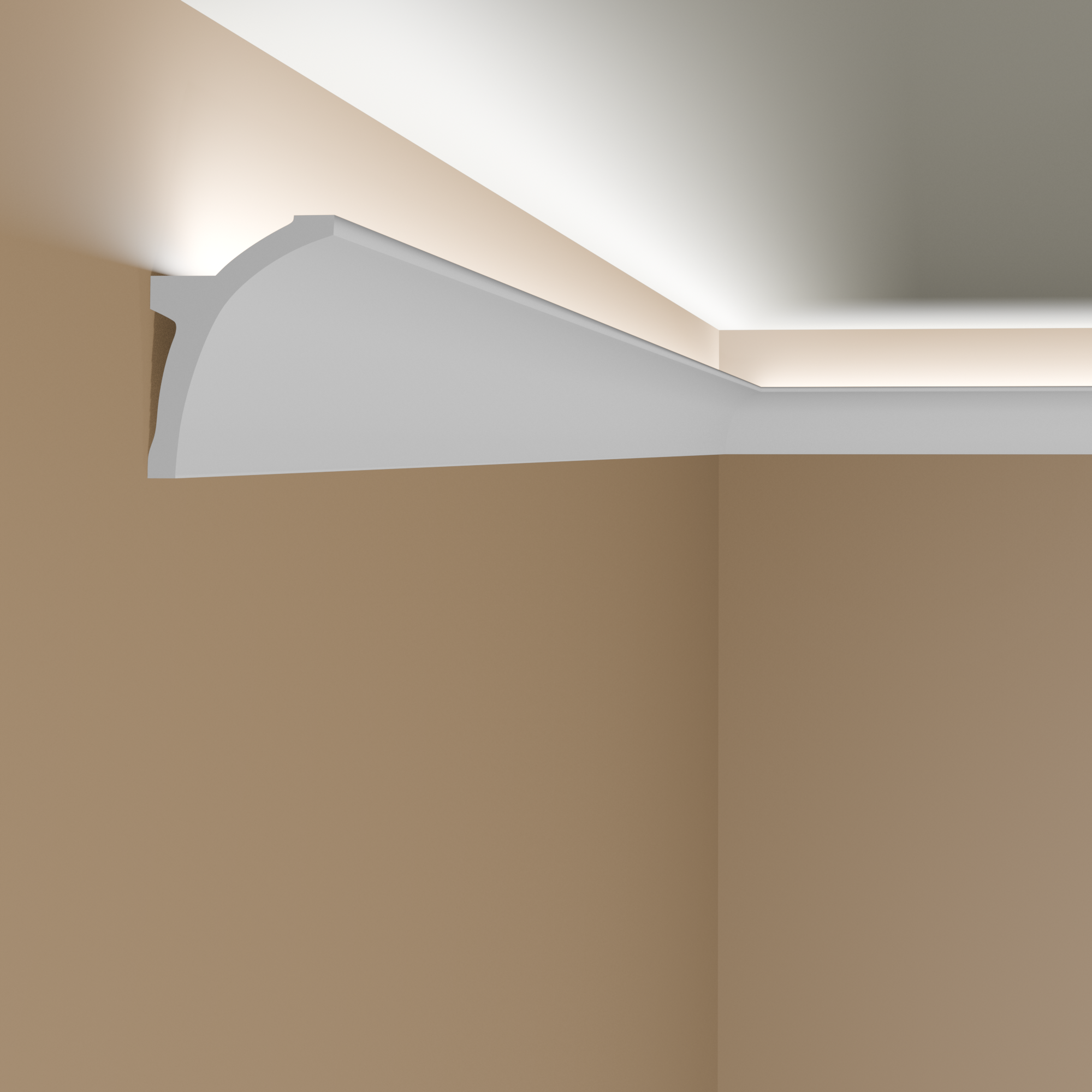 Cornice luminosa PROVISTON, plastica, bianca Striscia luminosa moderna per soffitto 50 x 100 x 2000 mm