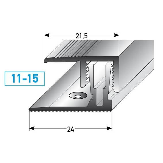 Profili di bordatura e finitura PROVISTON Alberni B 24 mm, altezza bordatura 11 - 15 mm, alluminio anodizzato