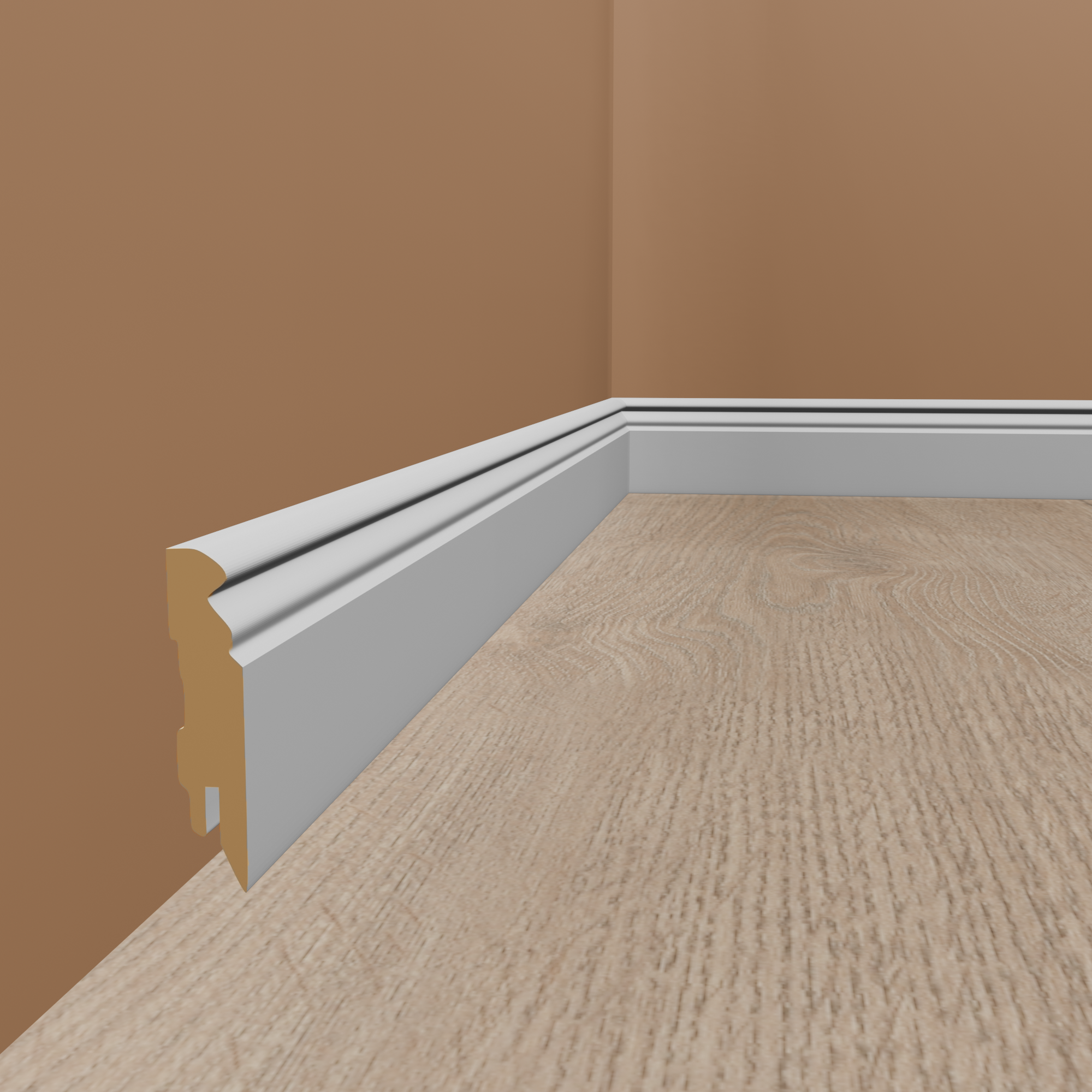 Battiscopa PROVISTON bianco 16 x 58 x 2500 mm Battiscopa in MDF rivestito in pellicola Profilo Amburgo