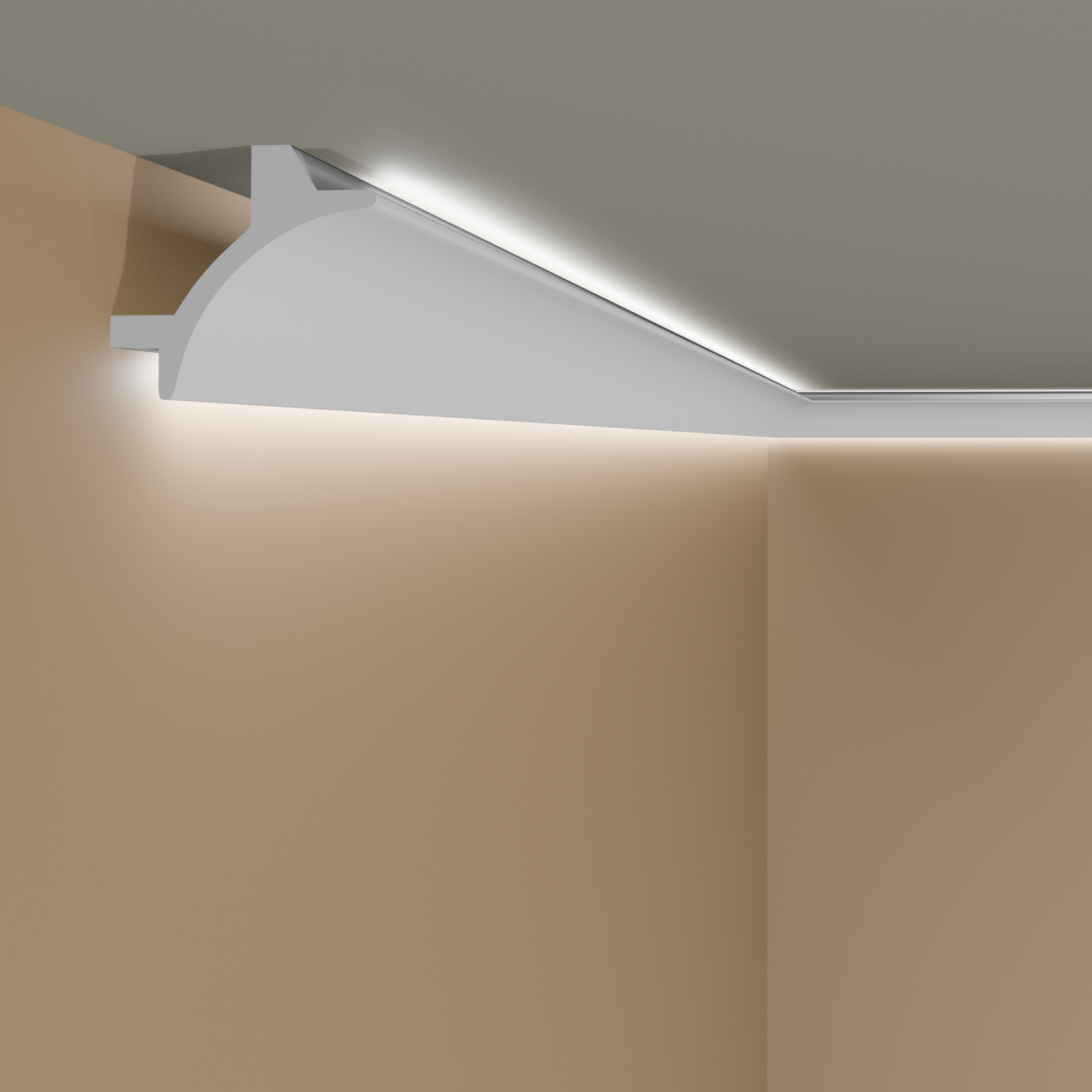 Striscia luminosa Elite Decor KF703 in poliuretano 90 x 90 x 2000 mm Striscia per soffitto in polistirolo bianco