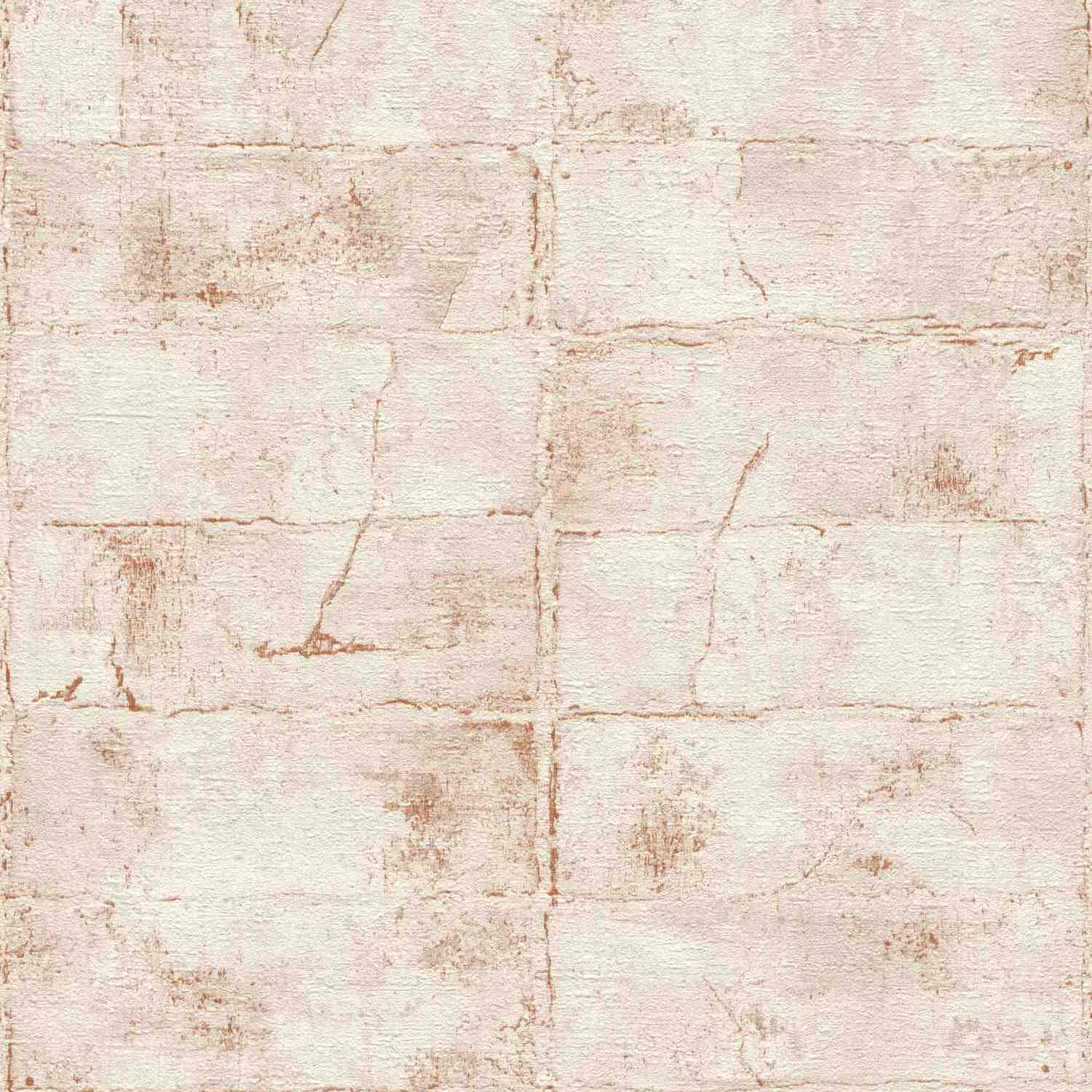 Rasch Calcestruzzo 520149 Carta da parati in tessuto non tessuto Effetto pietra 0,53 x 10,05 m Rosso Bianco