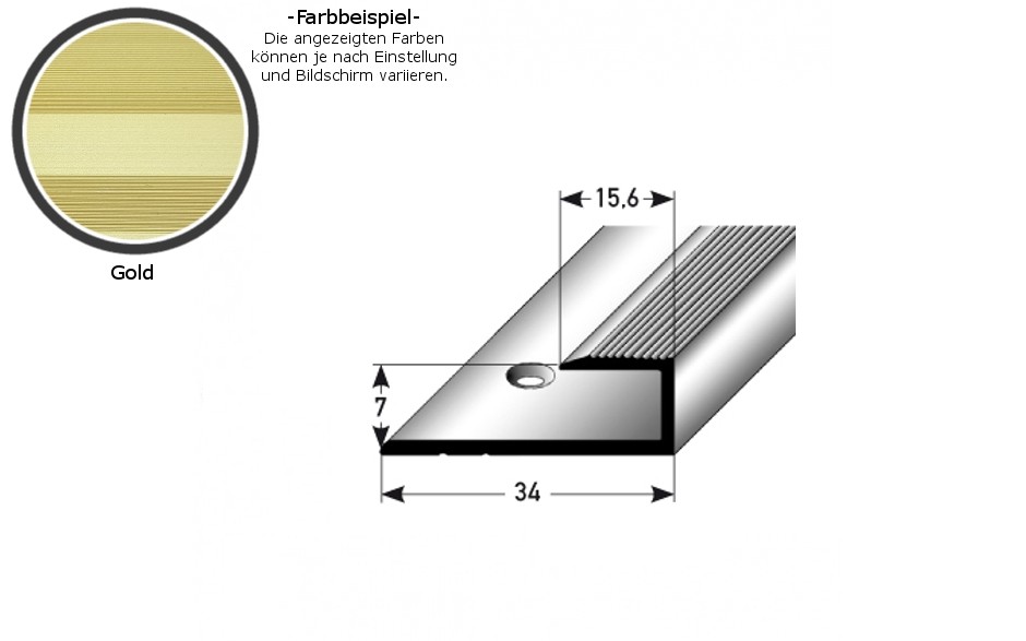 Profili per bordi e finiture PROVISTON Waterford B 34 mm Altezza bordo 7 mm Alluminio anodizzato