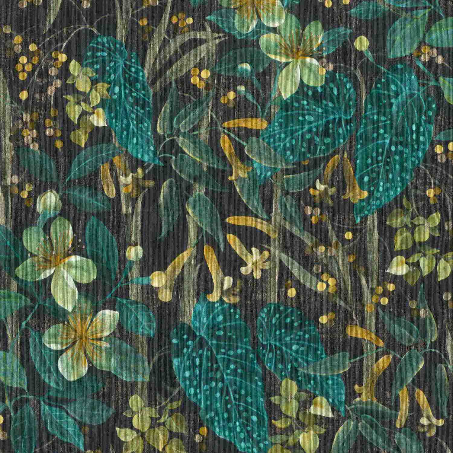 Rasch Curiosità 538243 Carta da parati in tessuto non tessuto Botanico 0,53 x 10,05 m Blu Giallo Verde