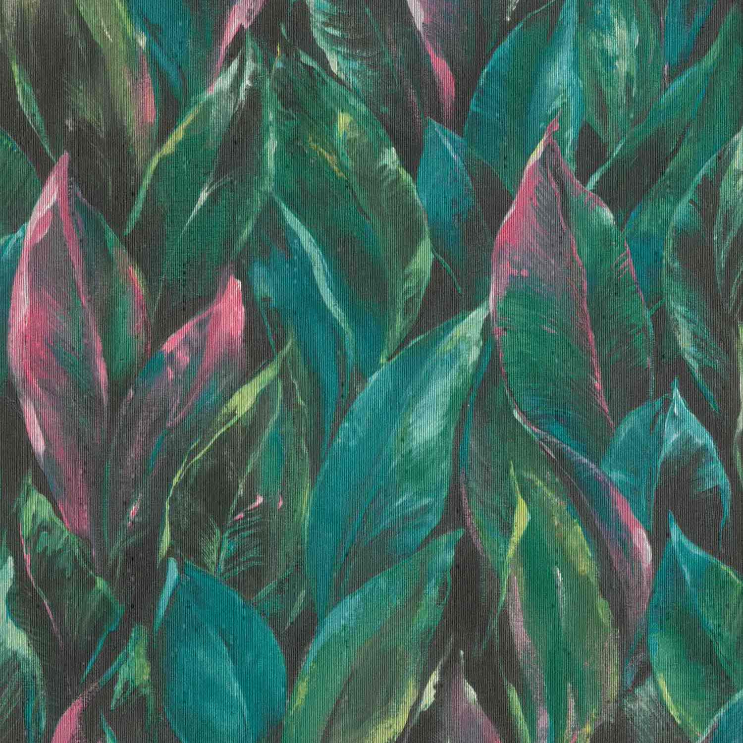 Rasch Curiosità 537352 Carta da parati in tessuto non tessuto Botanico 0,53 x 10,05 m Nero Rosa Verde