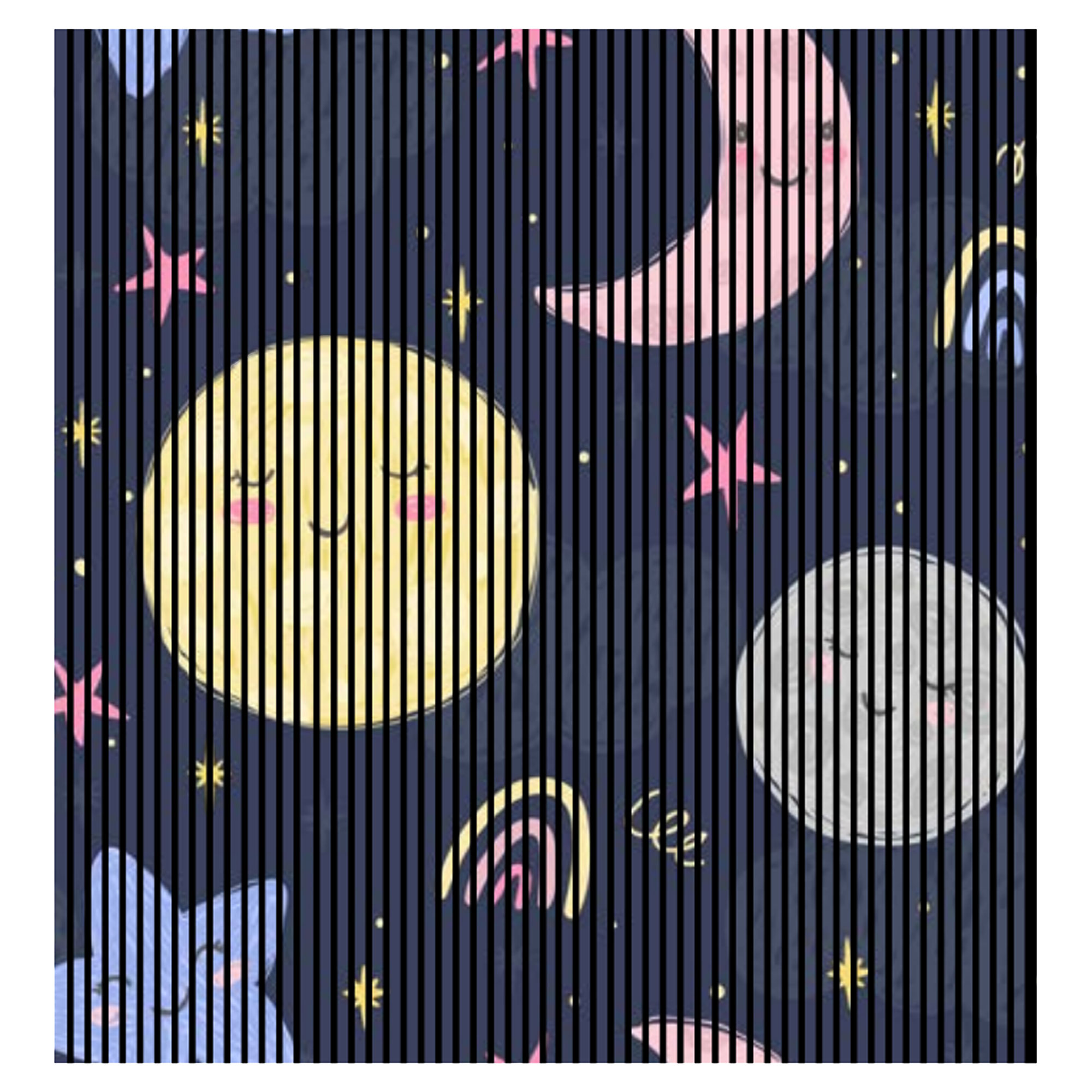 Pannelli acustici con stampa digitale di luna, notte e stelle. Pannelli da parete in blu scuro e giallo, disponibili in varie dimensioni.