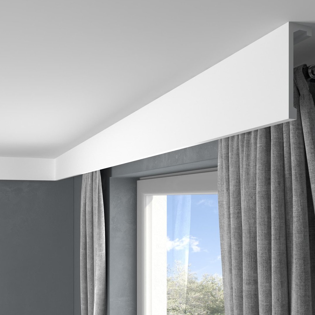 PROVISTON Binario per tenda "RM036T" 46 x 148 x 2000 mm Bianco Cornice Striscia luminosa Moderno