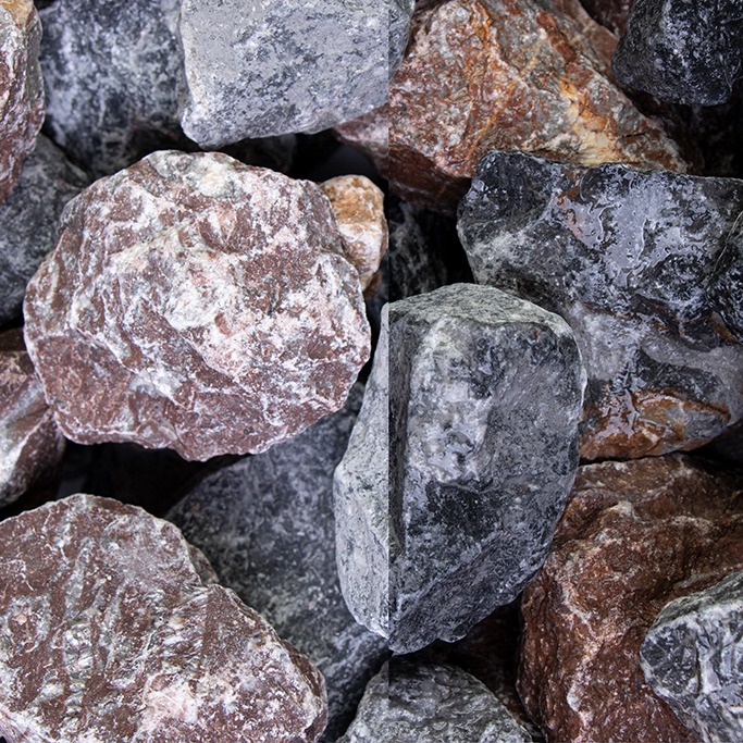 Alpine Mix SS 32 - 60 mm Ghiaia decorativa MIX Pietra frantumata Grigio Nero Bianco Rosso Decorazione da giardino GSH