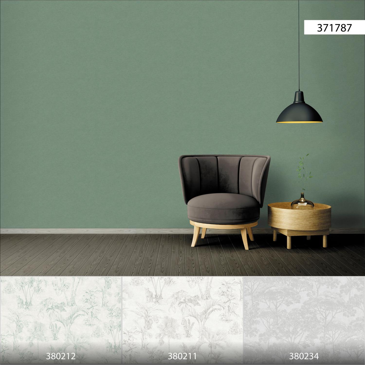 Carta da parati non tessuta 371787 Plain Solid Green Cuba A.S. Creation