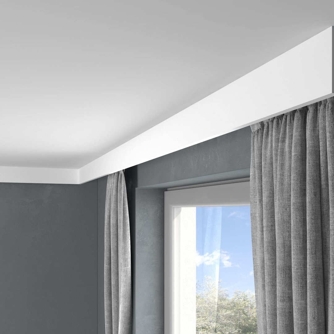 PROVISTON Binario per tenda "RM026T" 41 x 100 x 2000 mm Bianco Cornice Striscia luminosa Moderno