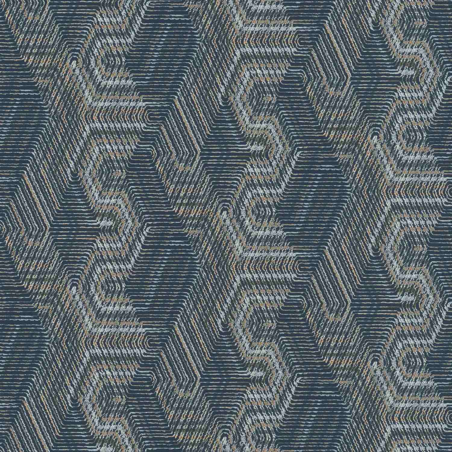 Rasch African Queen III 751949 Carta da parati in tessuto non tessuto Geometrico 0,53 x 10,05 m Marrone Blu