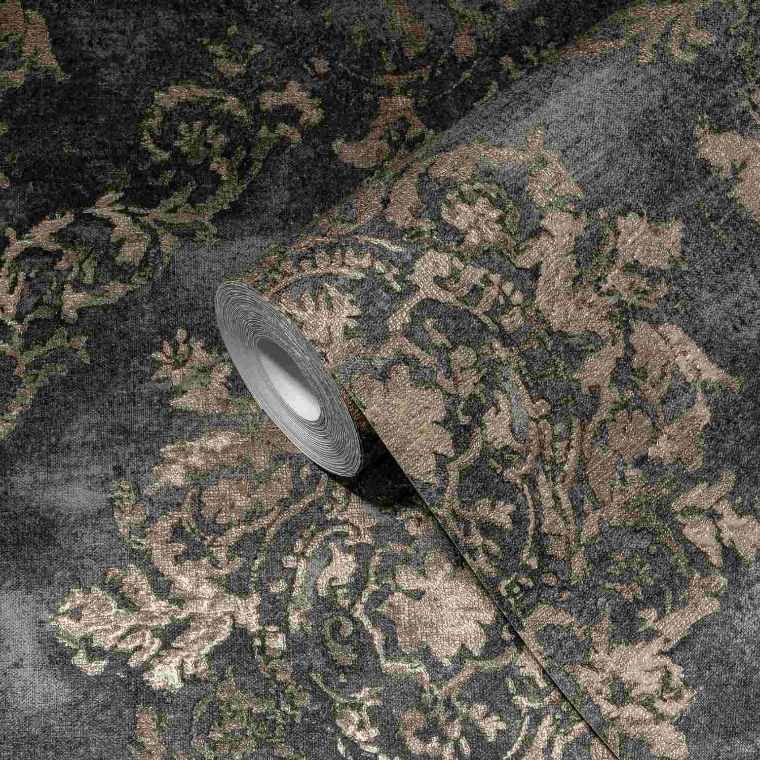 A.S. Creation LA MIA CASA. LA MIA SPA. 387074 Carta da parati in tessuto non tessuto Barocco 0,53 x 10,05 m Grigio