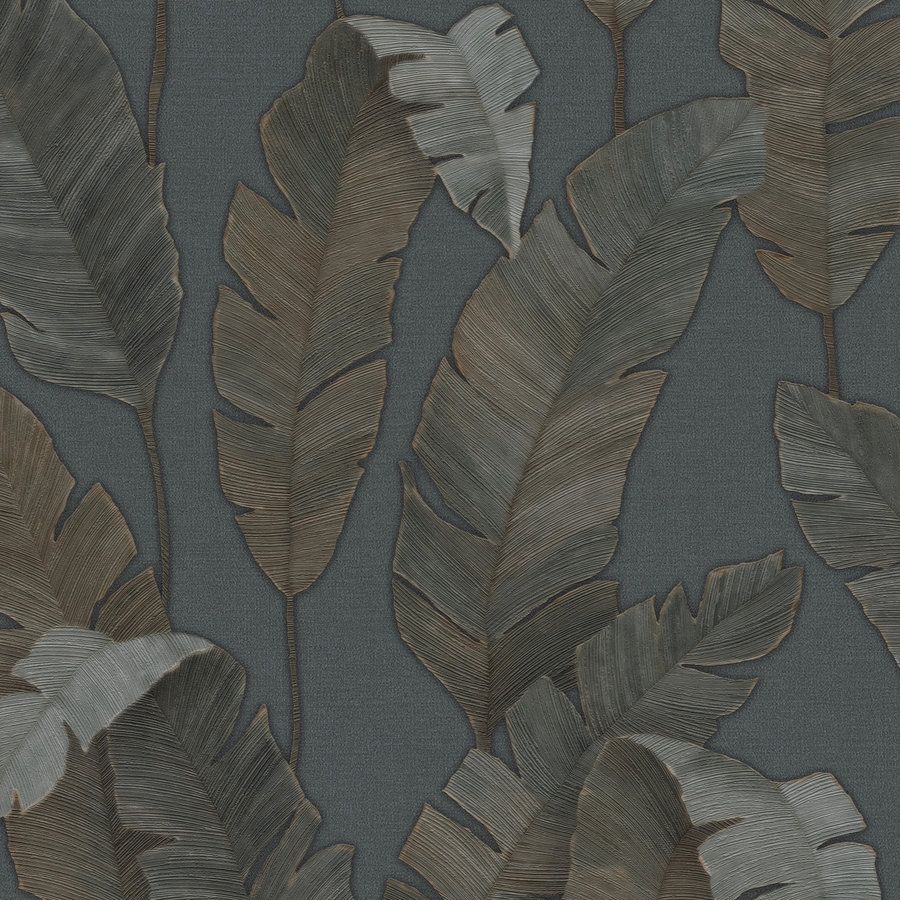 A.S. Creation Stili di viaggio 392183 Carta da parati in tessuto non tessuto Alberi e foglie 10,05 x 0,53 m Petrolio