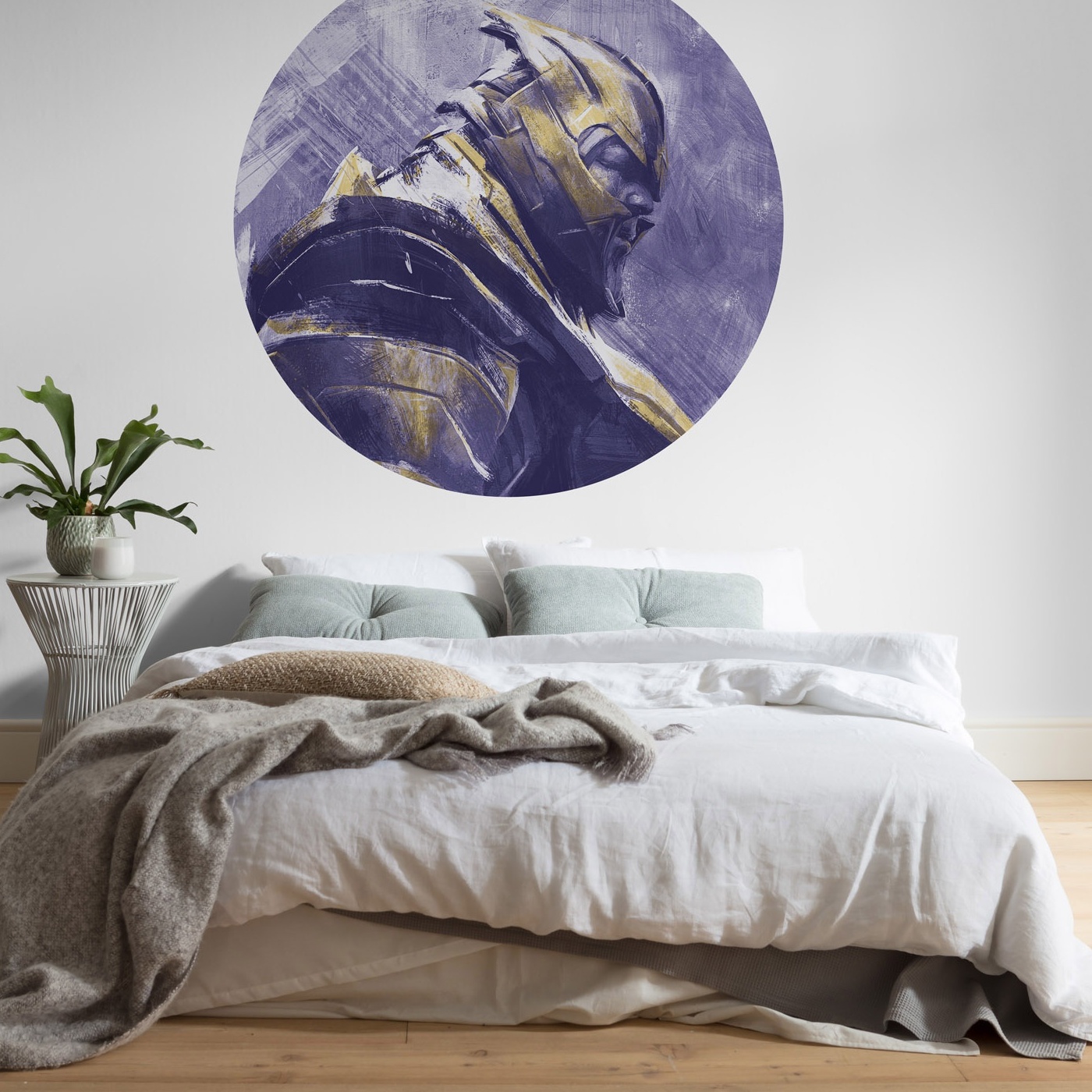 Carta da parati fotografica Komar Marvel Avengers Dipinto Thanos 125 x 125 cm Adesivo da parete Tessuto non tessuto Autoadesivo Titanio