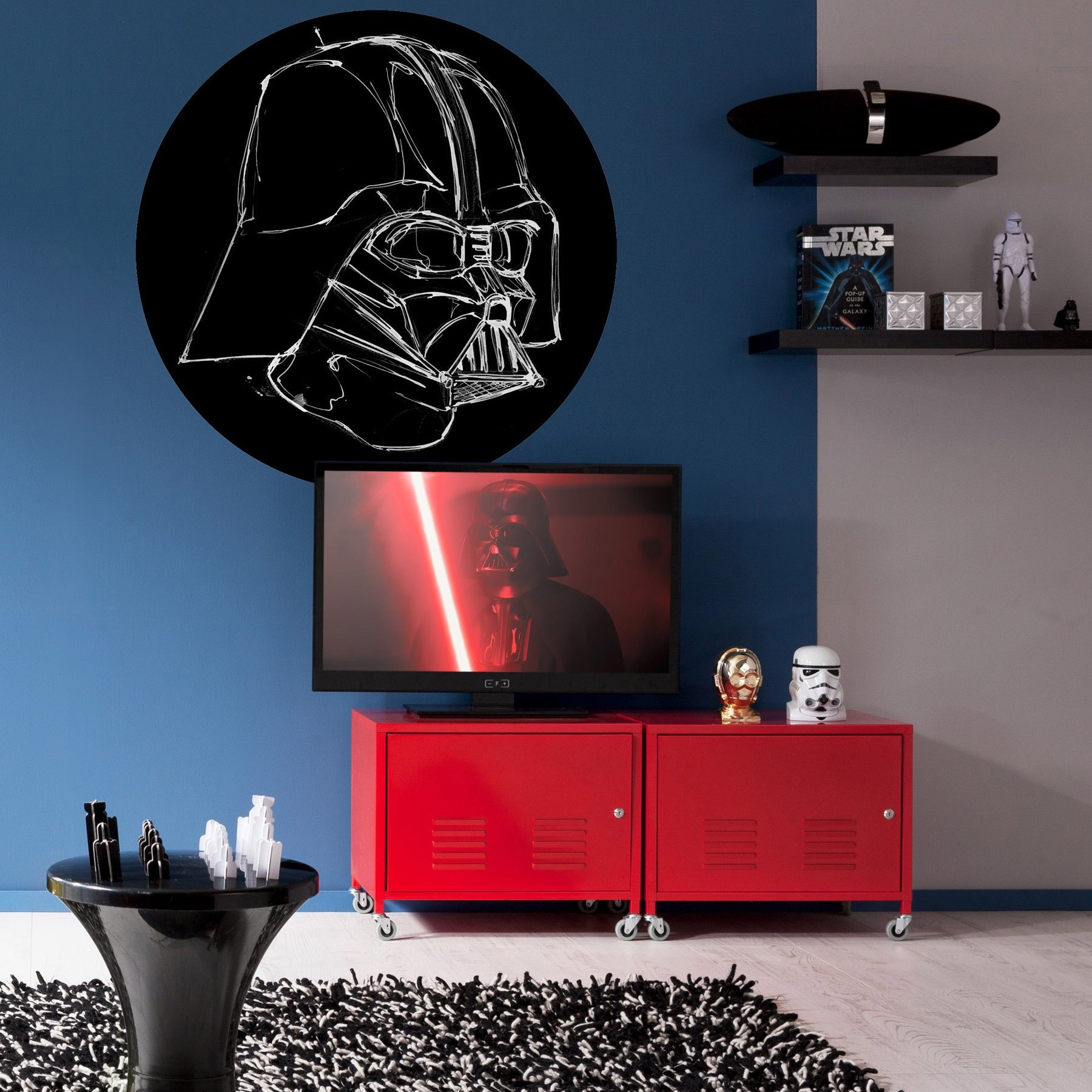 Carta da parati fotografica Komar Star Wars Dot Ink Vader 125 x 125 cm Adesivo da parete in tessuto non tessuto autoadesivo Darth Vader