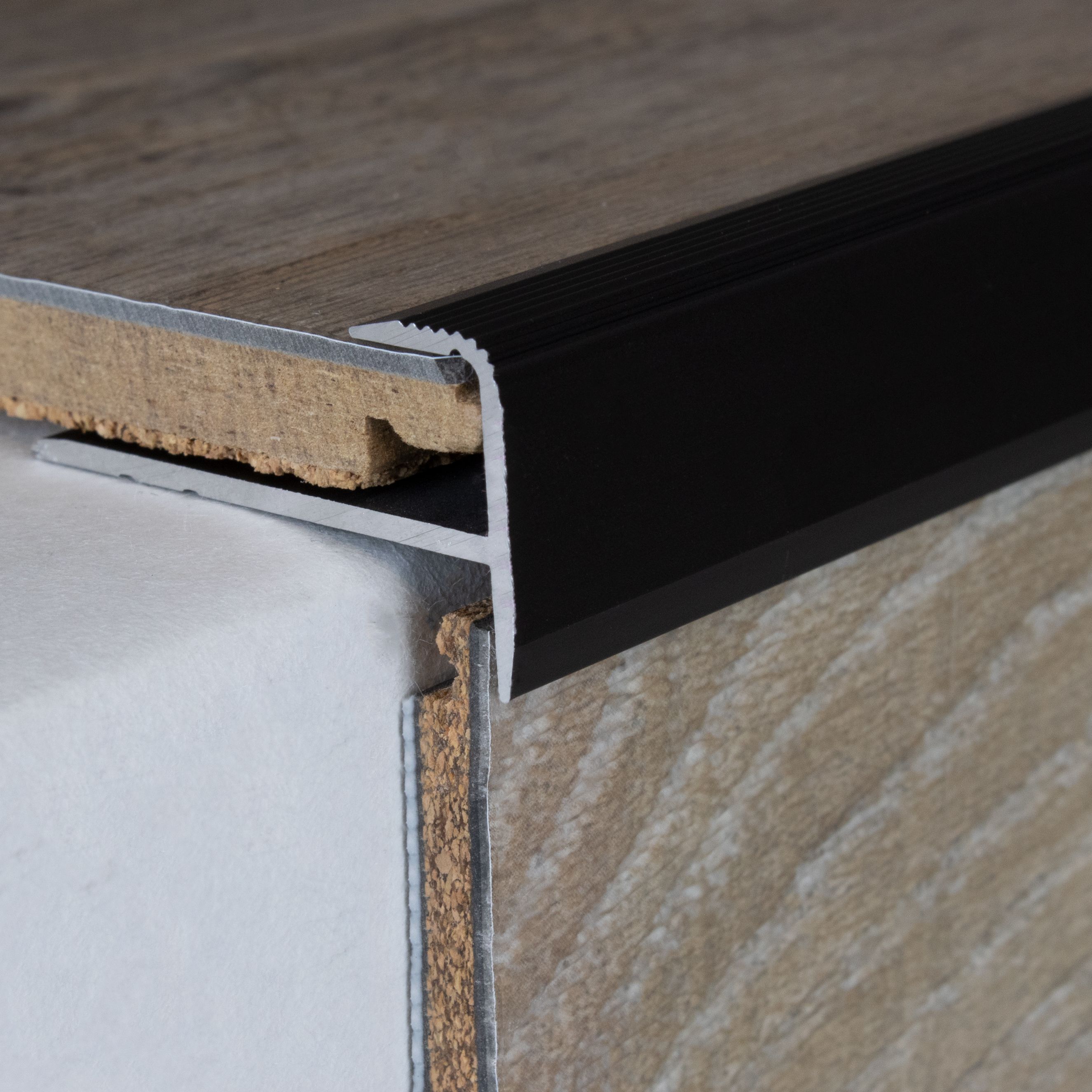 PROVISTON Profilo terminale, altezza 15,5 mm, larghezza 34 mm, altezza bordatura 8,5 mm, profilo bordatura in alluminio