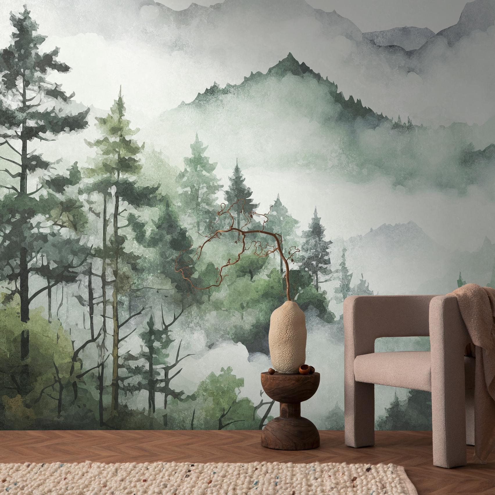 A.S. Creation Photo Wallpaper The Wall III 398991 Un motivo per rotolo Natura Paesaggio Verde Bianco