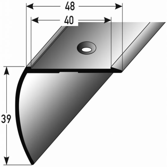 Profili per bordi e angoli delle scale PROVISTON Midland Altezza 39 mm Larghezza 48 mm Alluminio anodizzato