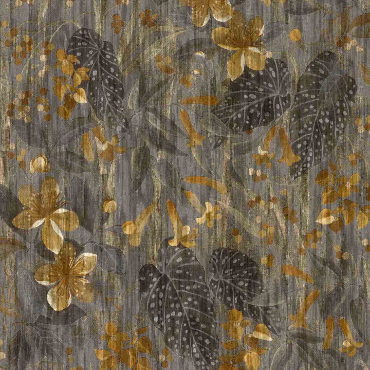 Rasch Curiosity 538229 Carta da parati in tessuto non tessuto Botanico 0,53 x 10,05 m Grigio Crema Marrone