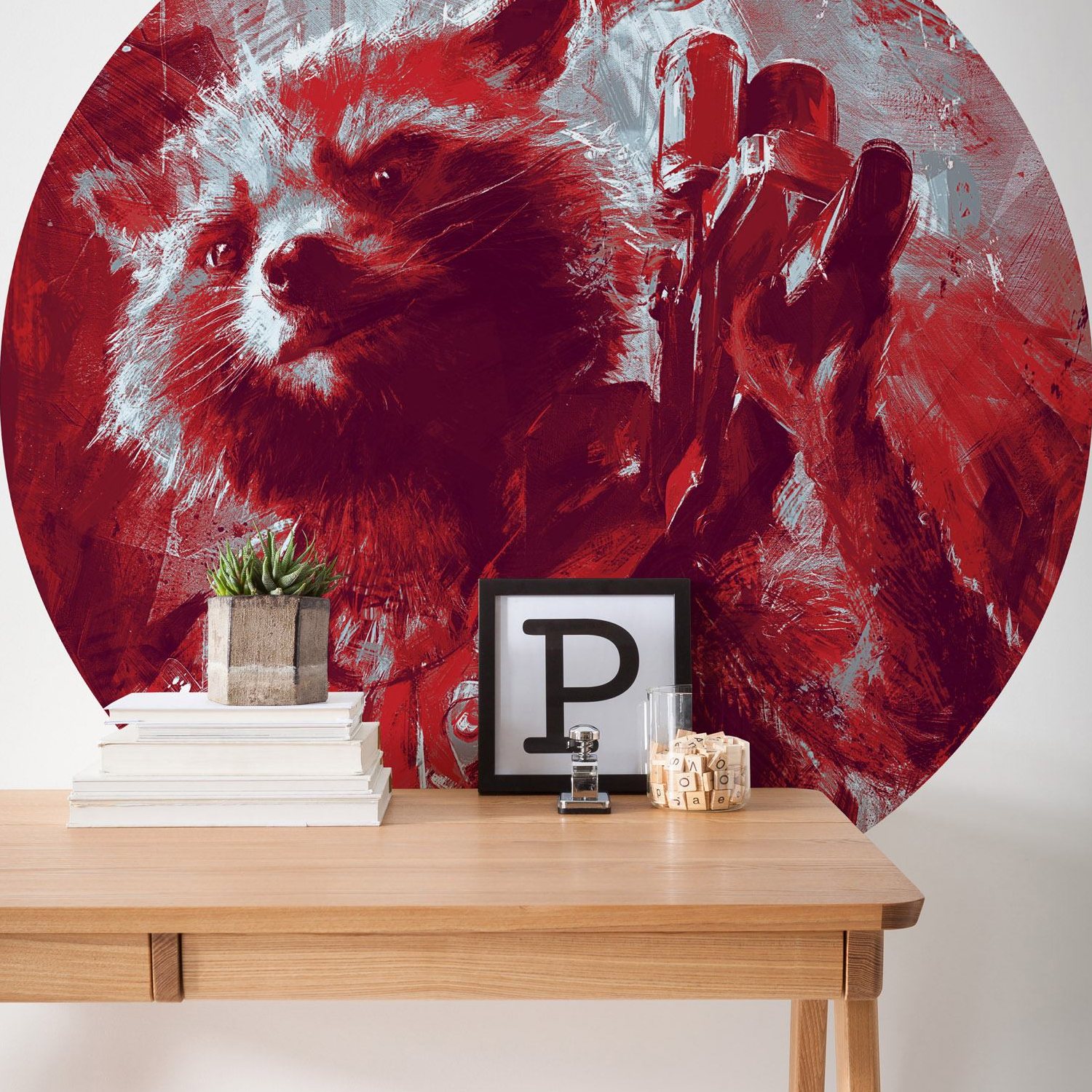 Carta da parati fotografica Komar Marvel Rocket Raccoon 125 x 125 cm Tessuto non tessuto autoadesivo Avengers Guardiani della Galassia