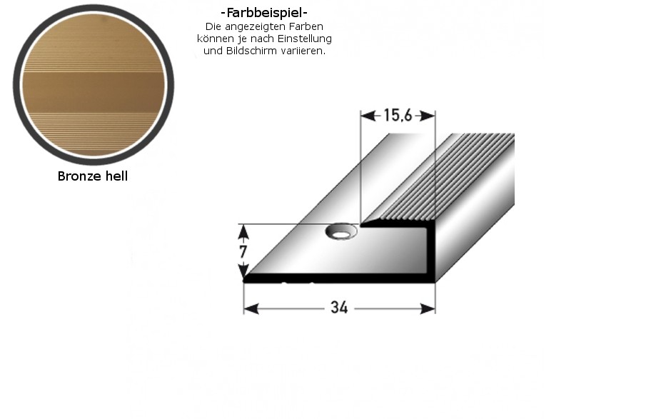 Profili per bordi e finiture PROVISTON Waterford B 34 mm Altezza bordo 7 mm Alluminio anodizzato