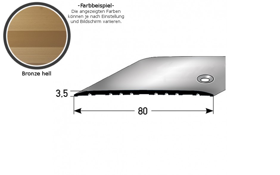 Profilo di transizione PROVISTON, altezza 3,5 mm, larghezza 80 mm, striscia di transizione, alluminio