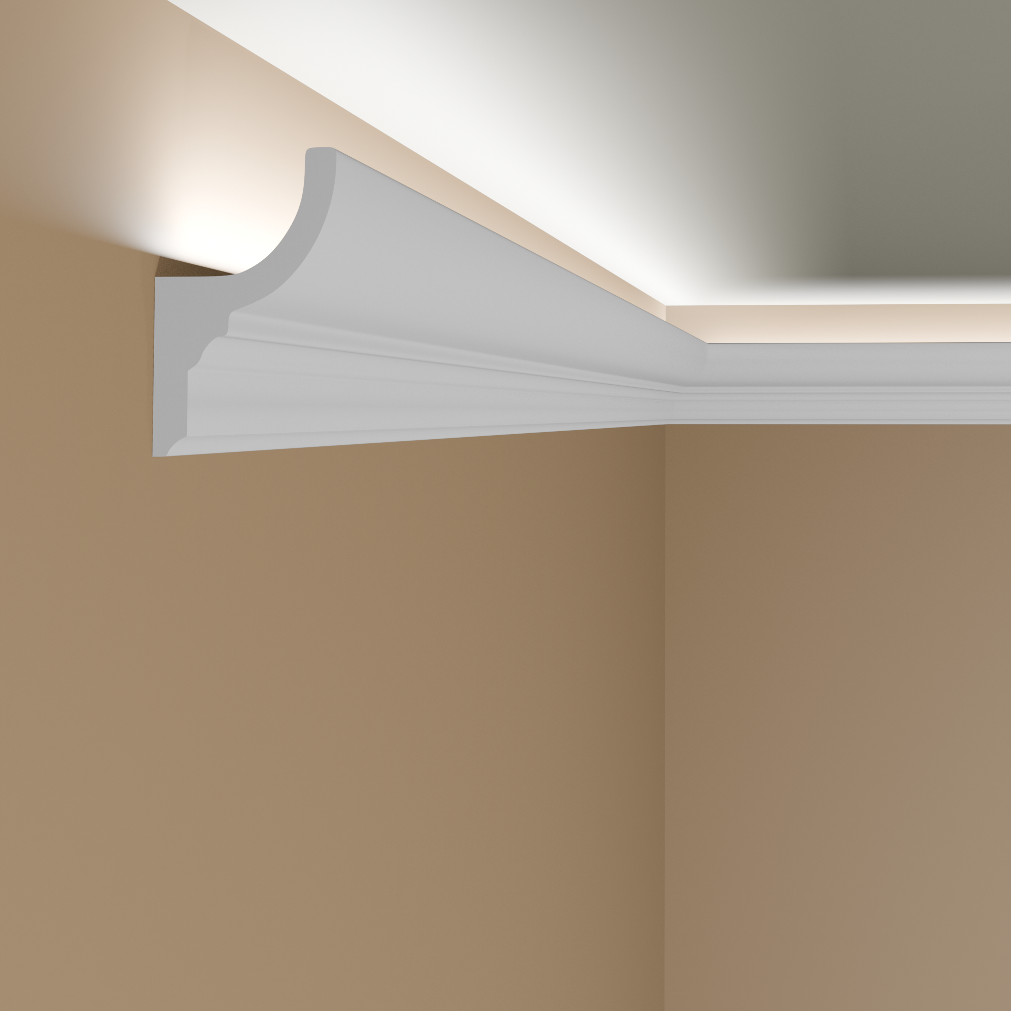 Cornice luminosa PROVISTON in plastica bianca Striscia luminosa moderna per soffitto 42 x 70 x 2000 mm