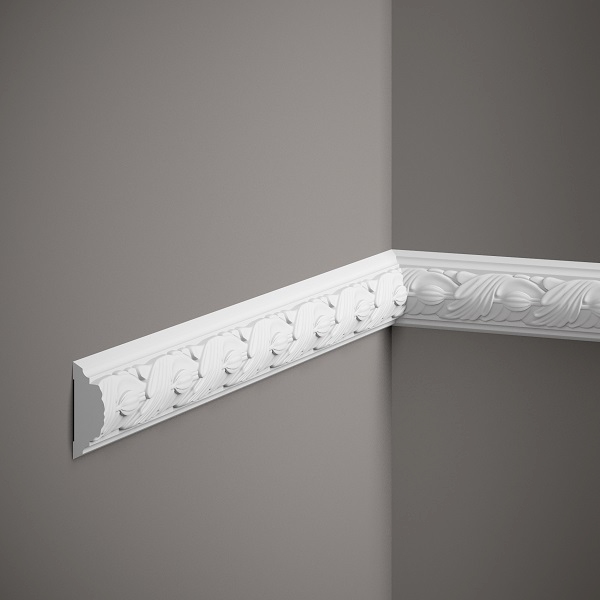 Modanatura murale Mardom MDC258 Profoam 20 x 54 x 2000 mm Modanatura decorativa bianca Art Nouveau