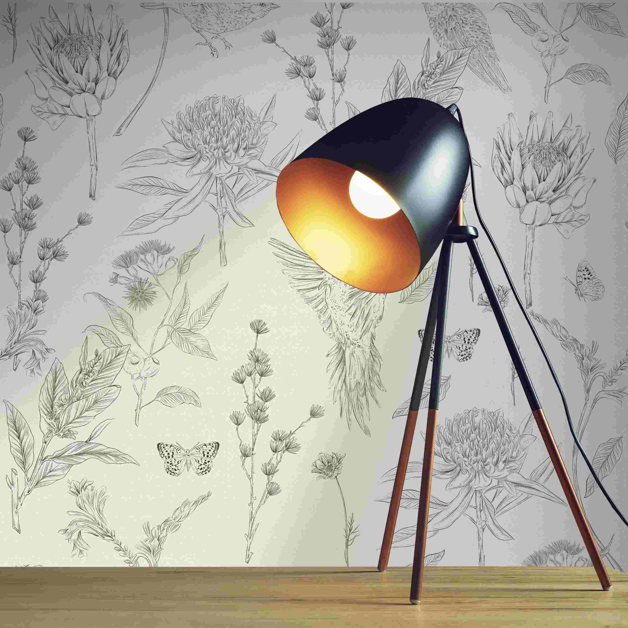 A.S. Creation Disegnato nella natura 394292 Carta da parati in tessuto non tessuto Fiori Floreale 10,05 x 0,53 m Nero