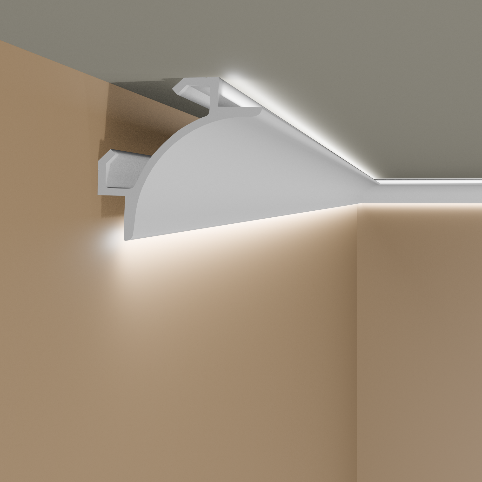 PROVISTON Striscia luminosa "RM001" 147 x 147 x 2000 mm Bianco Modanatura per soffitto Modanatura per cornice Moderno