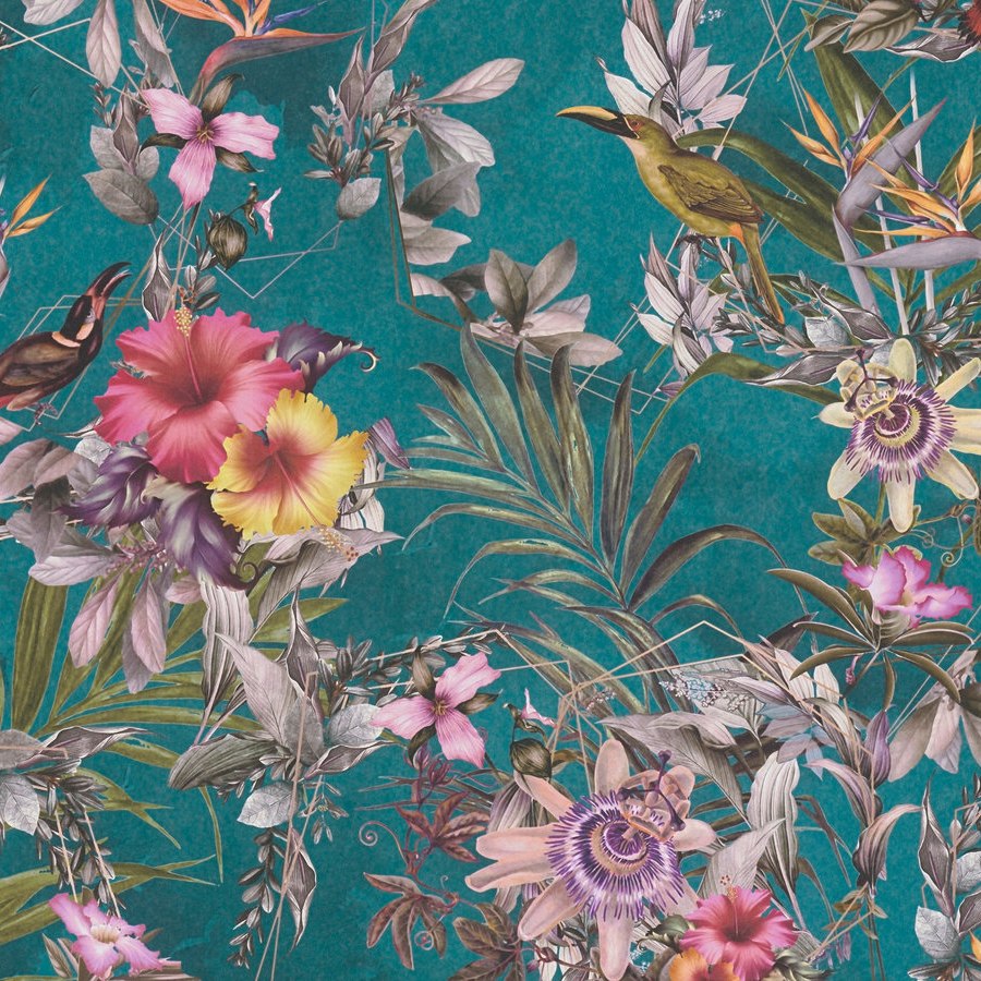 A.S. Creation Dream Flowery 381783 Carta da parati in tessuto non tessuto aspetto floreale 0,53 x 10,05 m Blu Rosa