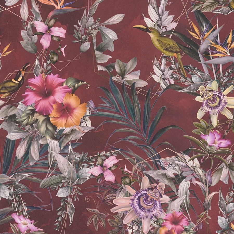 A.S. Creation Dream Flowery 381785 Carta da parati in tessuto non tessuto aspetto floreale 0,53 x 10,05 m Rosso Rosa