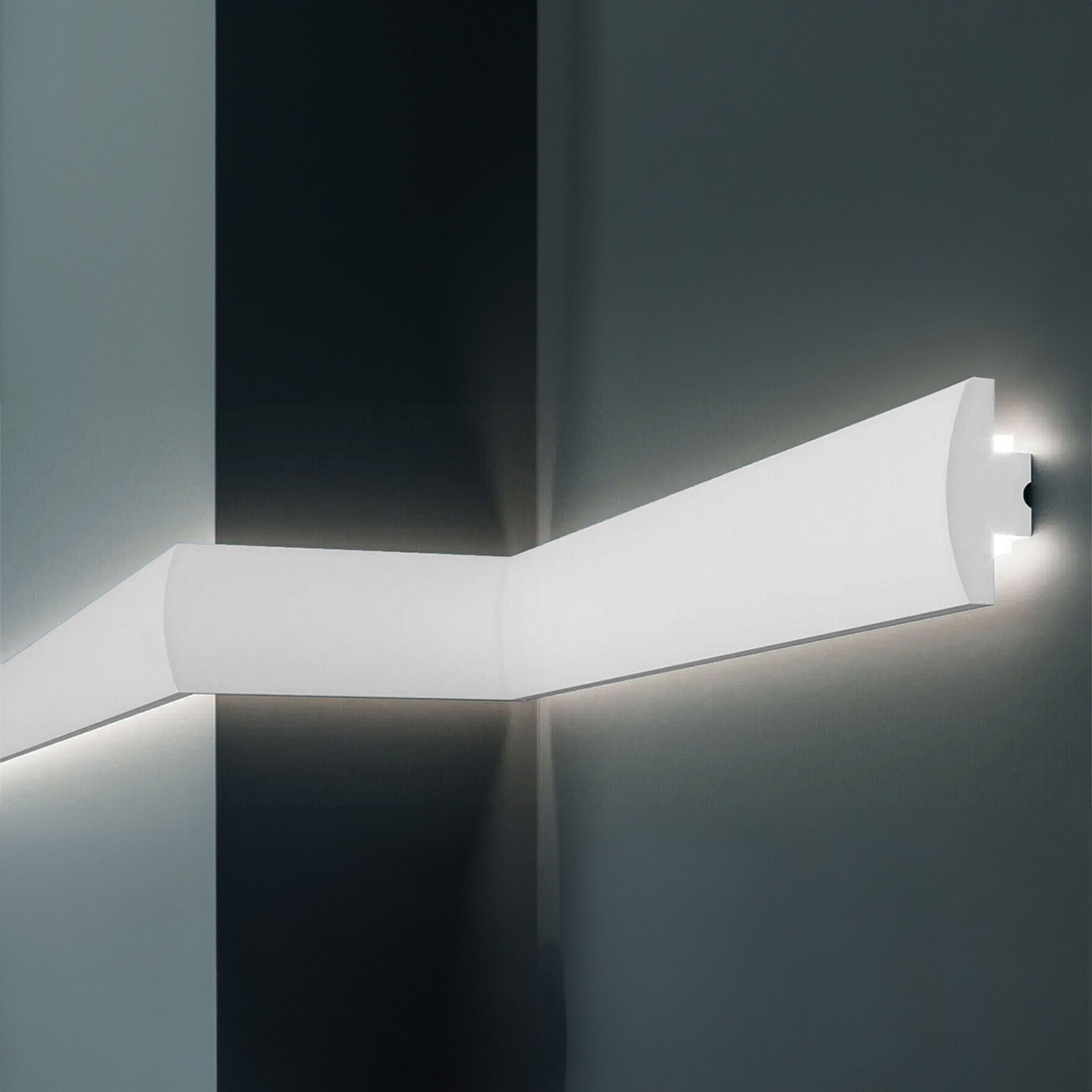Elite Decor Striscia luminosa KD505 Polistirene 90 x 39 x 1150 mm Bianco Modanatura per soffitto in polistirolo