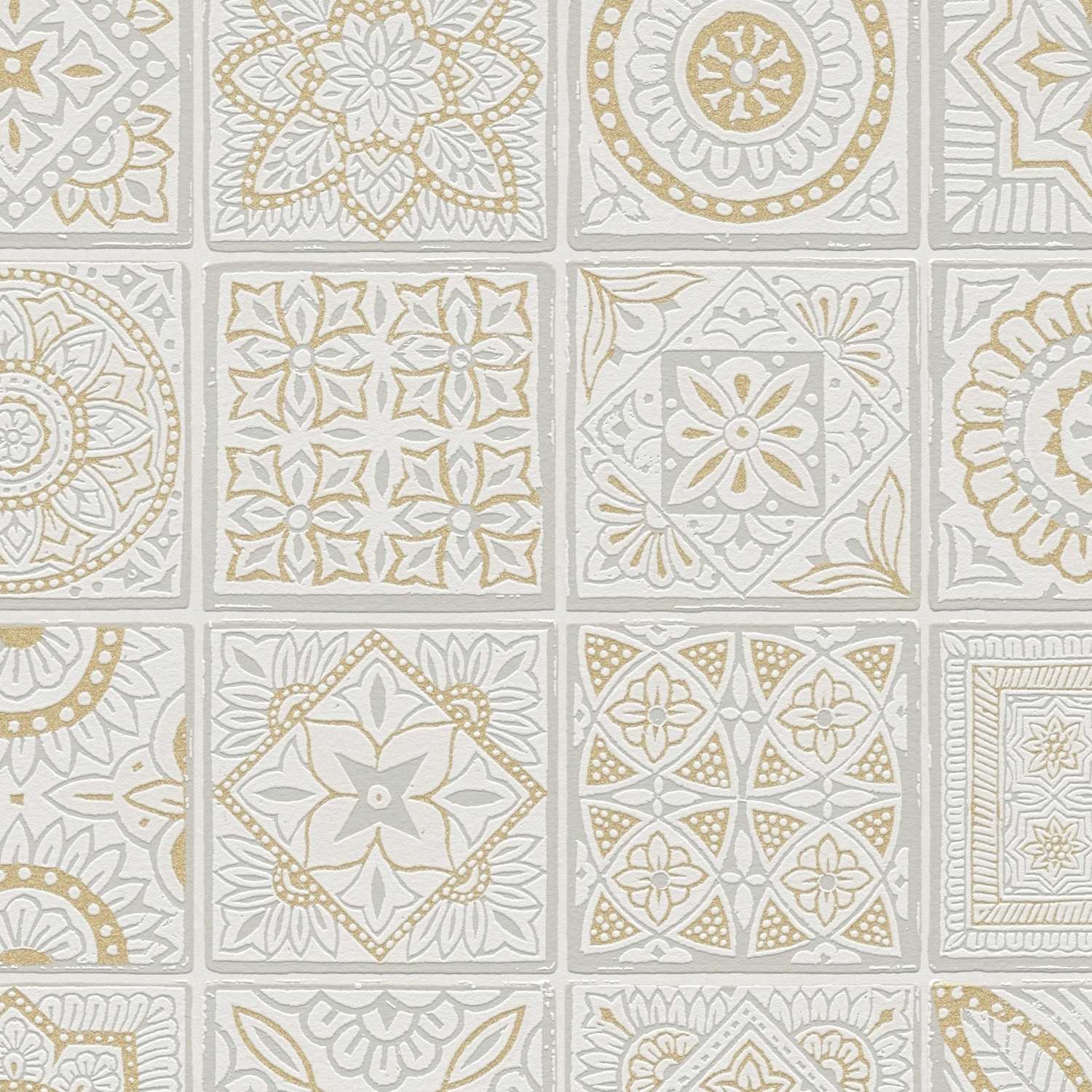 A.S. Creation Terra 389211 Carta da parati in tessuto non tessuto Effetto piastrelle 10,05 x 0,53 m Oro