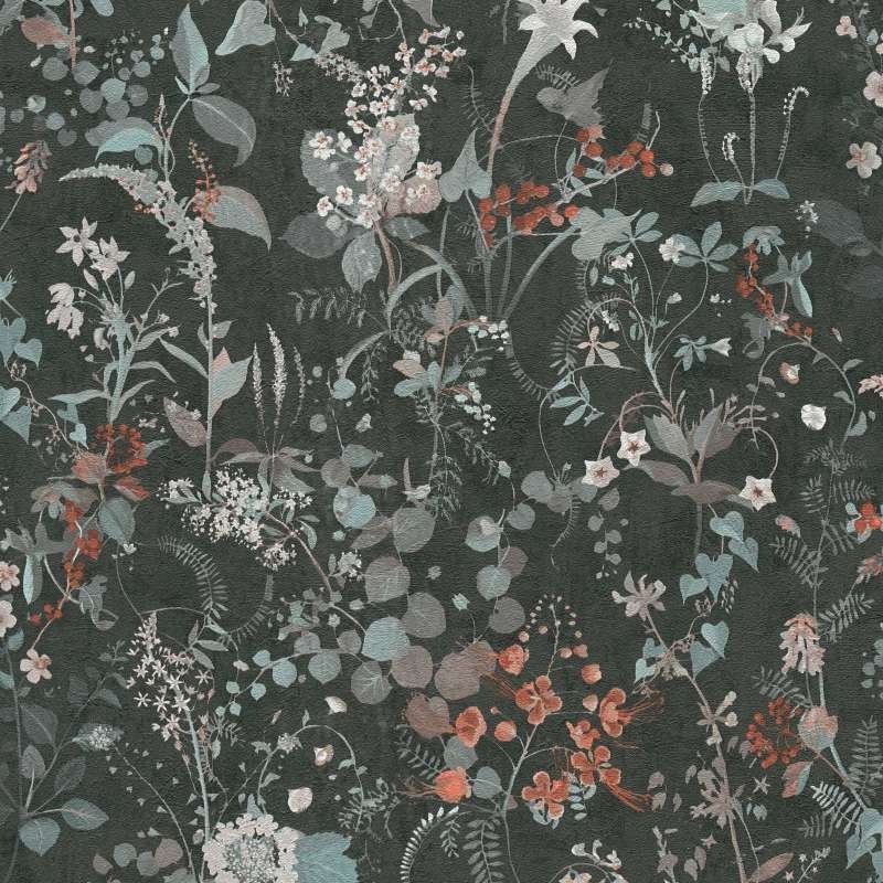 A.S. Creation The BOS 388254 Carta da parati in tessuto non tessuto aspetto floreale 0,53 x 10,05 m Nero