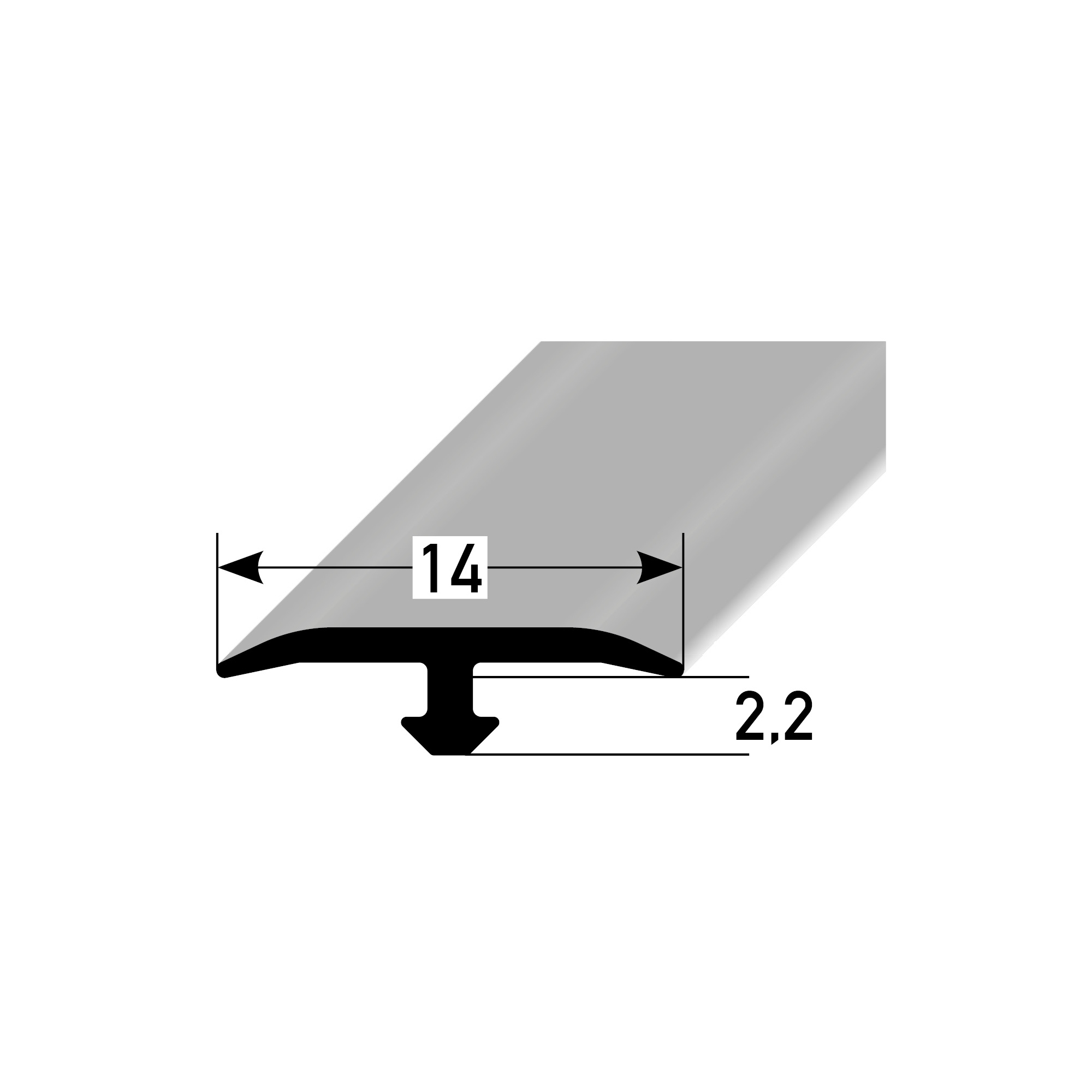 Profili per costruzione e assemblaggio PROVISTON 4 x 14 x 2700 mm Profilo a T in alluminio non forato