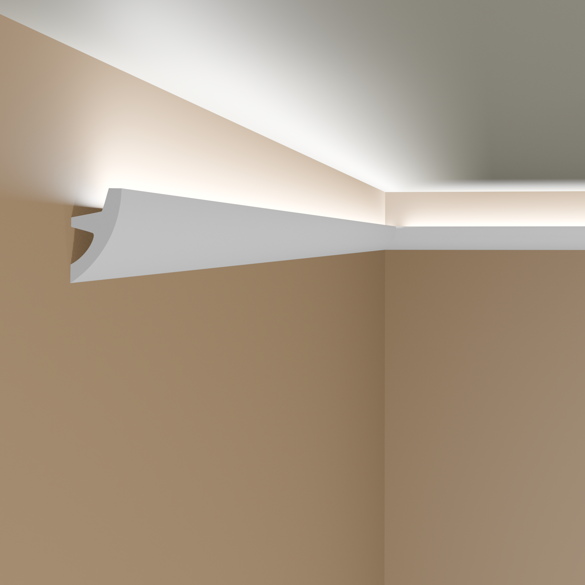 Cornice luminosa PROVISTON in plastica bianca Striscia luminosa moderna per soffitto 36,6 x 70 x 2000 mm