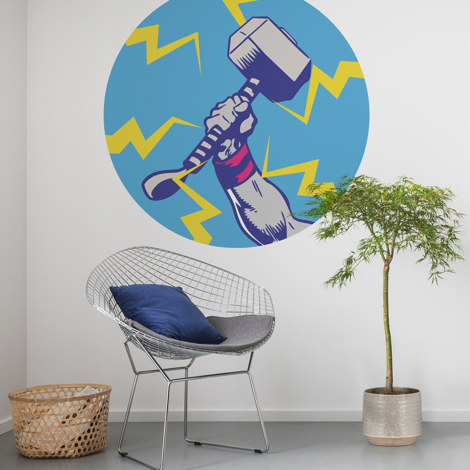 Carta da parati fotografica Komar Marvel Avengers Thor's Hammer Pop Art 125 x 125 cm Tessuto non tessuto autoadesivo Mjölnir