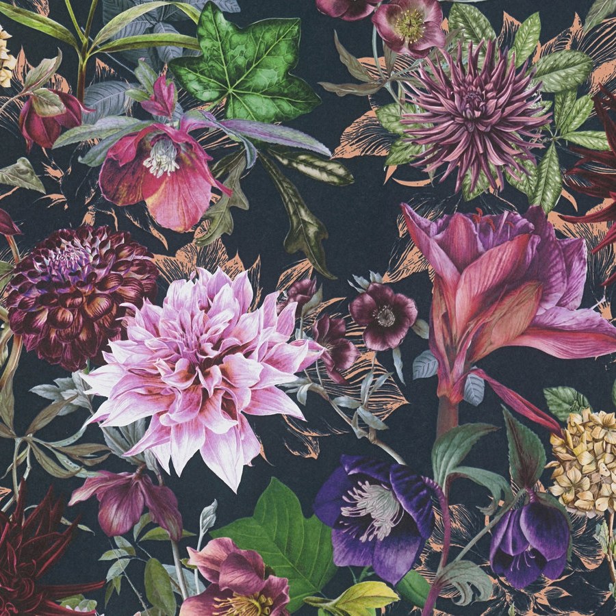 A.S. Creation Dream Flowery 381756 Carta da parati in tessuto non tessuto aspetto floreale 0,53 x 10,05 m Nero Viola
