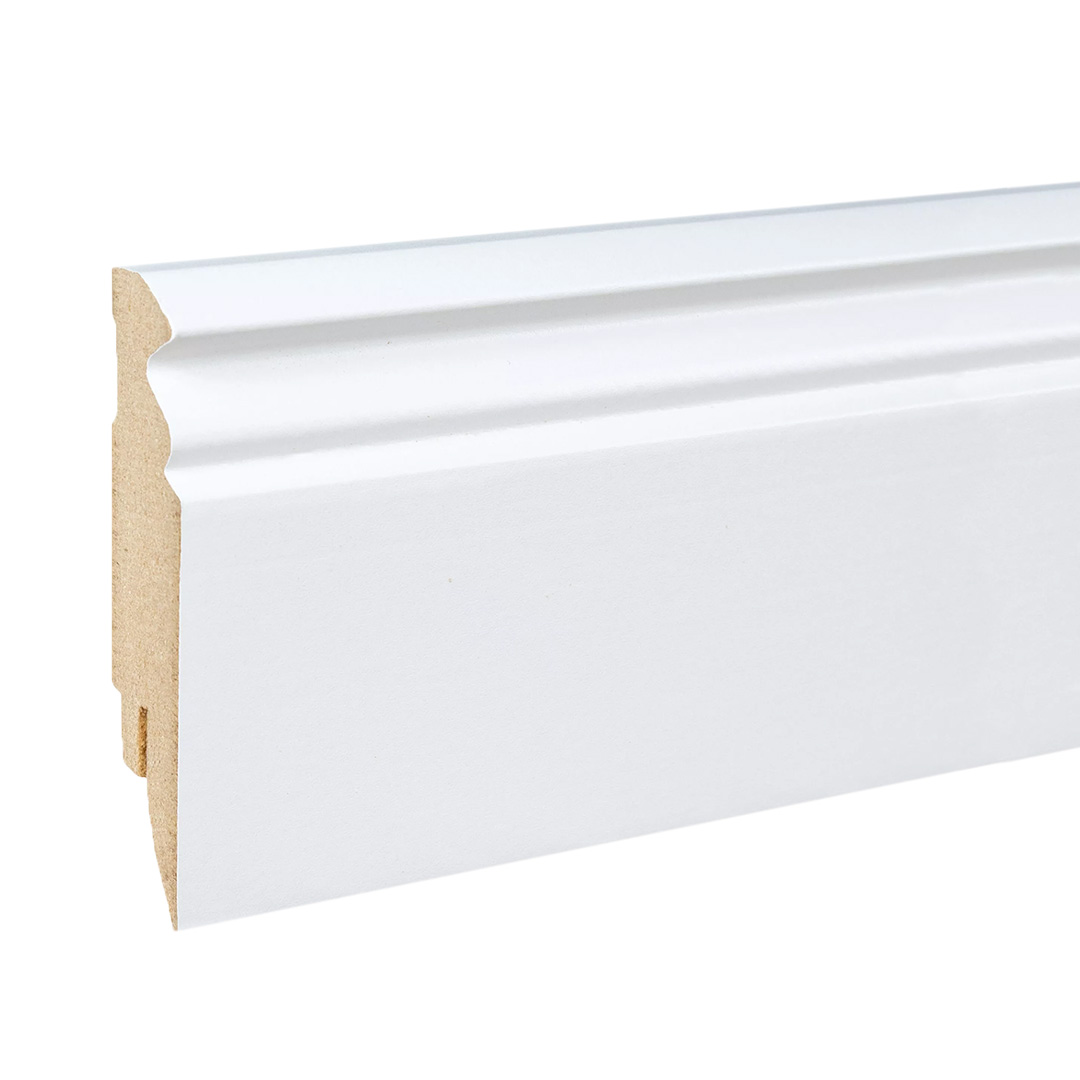 Kosche Battiscopa Bergamo-3 MDF 72999 16 x 80 x 2500 mm Bianco Rivestito in pellicola Profilo Amburgo