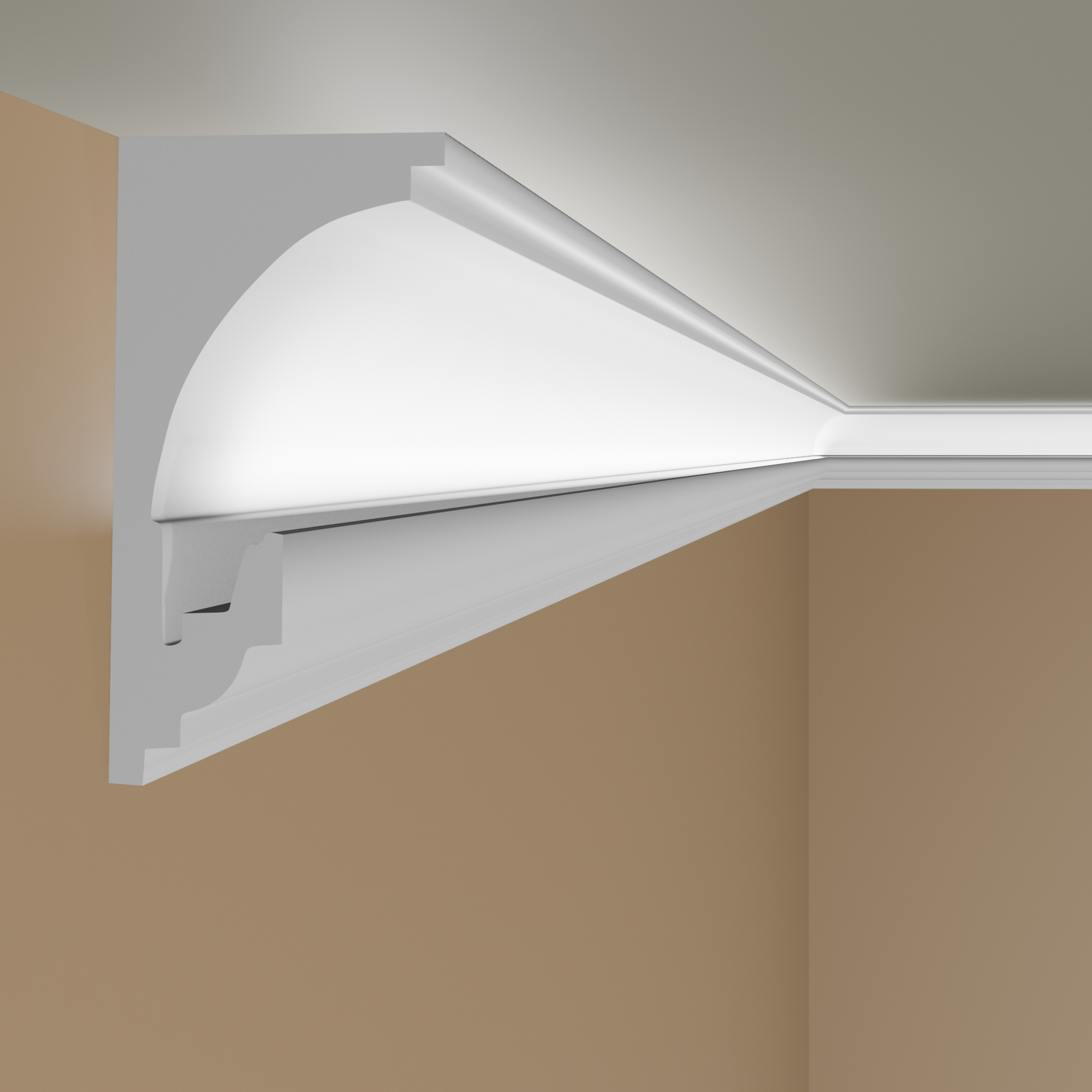 PROVISTON Striscia luminosa "LL1" Cornice in polistirene 62 x 130 x 2000 mm Cornice bianca per soffitto