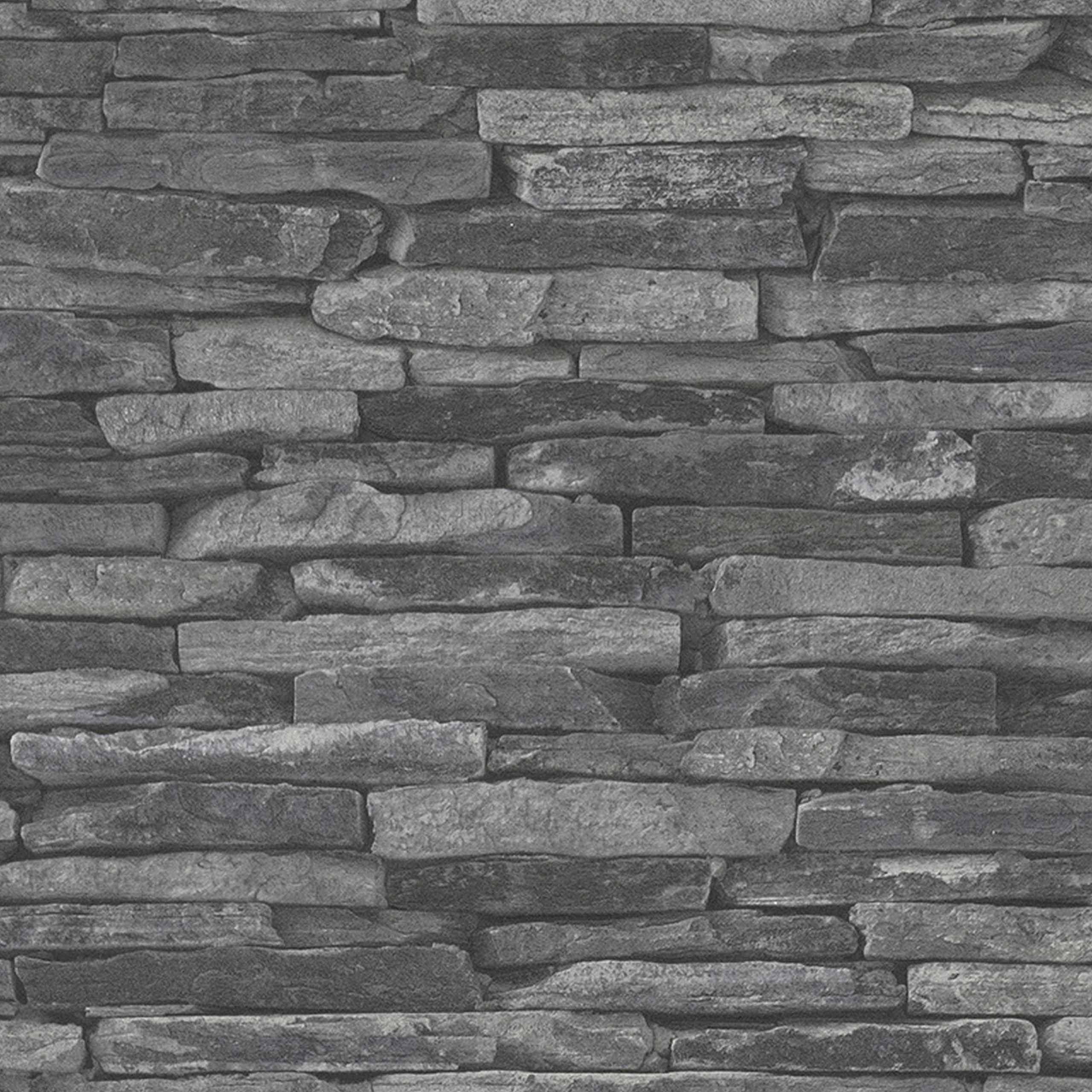 A.S. Creation Wood'n Stone 914224 Carta da parati in tessuto non tessuto Effetto pietra 0,53 x 10,05 m Grigio