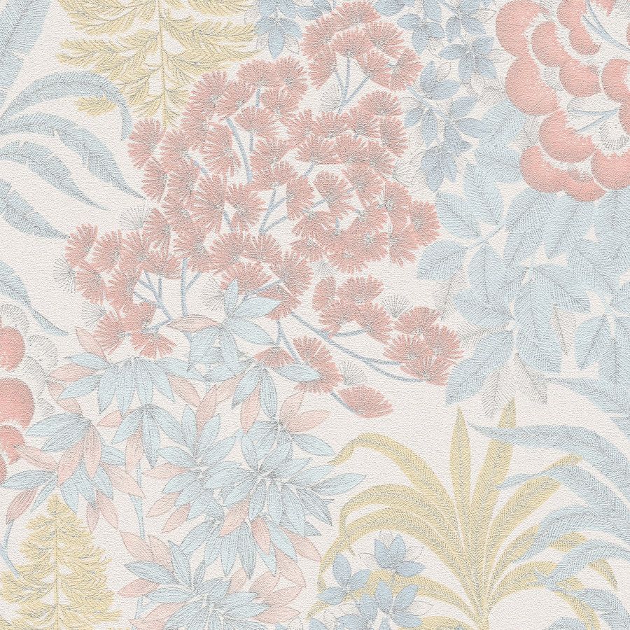 A.S. Creation Stili di viaggio 391281 Carta da parati in tessuto non tessuto aspetto floreale 10,05 x 0,53 m Bianco