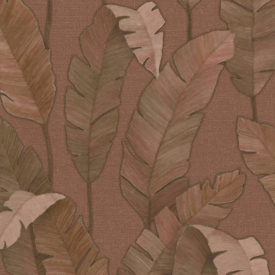 A.S. Creation Stili di viaggio 392181 Carta da parati in tessuto non tessuto Alberi e foglie 10,05 x 0,53 m Marrone rossastro